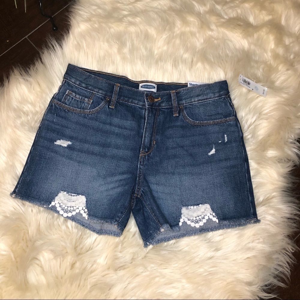 Old navy girls denim cut off W/ lace size 16